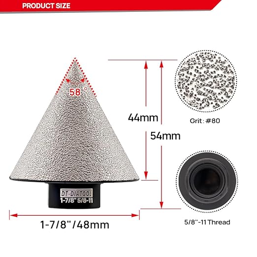 DT-DIATOOL Diamond Beveling Chamfer Bit 1-7/8 Inch, 2-Pack for Tile Porcelain Ceramic Granite Marble Existing Holes Enlarging Polishing Shaping Trimming Repairing