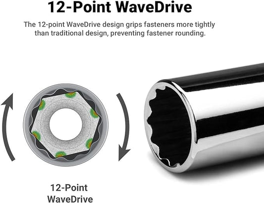 Capri Tools 15 mm Deep Socket, 1/4 in. Drive, 12-point, Metric (CP16176)