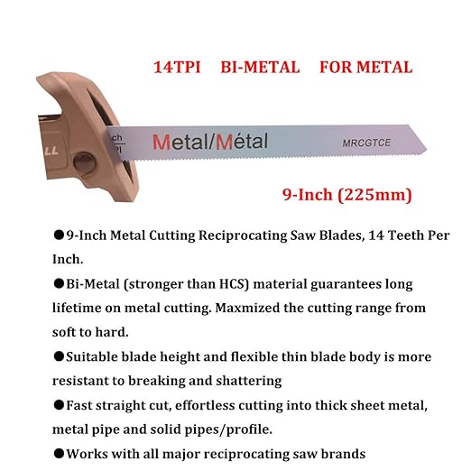 10 Piece 9” 14-TPI Thick Metal Cutting Reciprocating Saw Blades