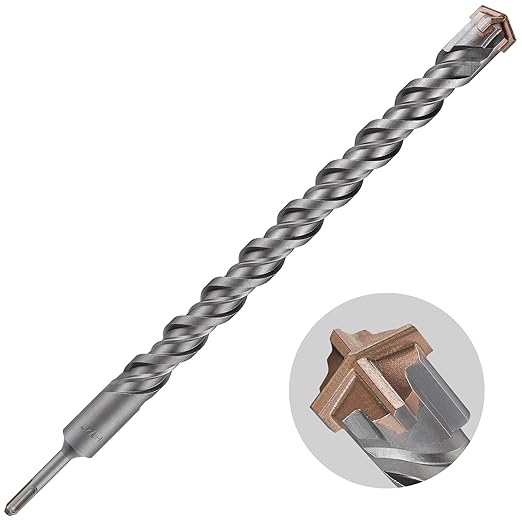 Concrete Drill Bit lengthening 1pcs 1-1/4" X 18"-16" Cross-Type Double Thread Carbide Material Suitable for Concrete, Brick, Cement Walls, Stone, Extra Long Hammer Drill Bits for Concrete