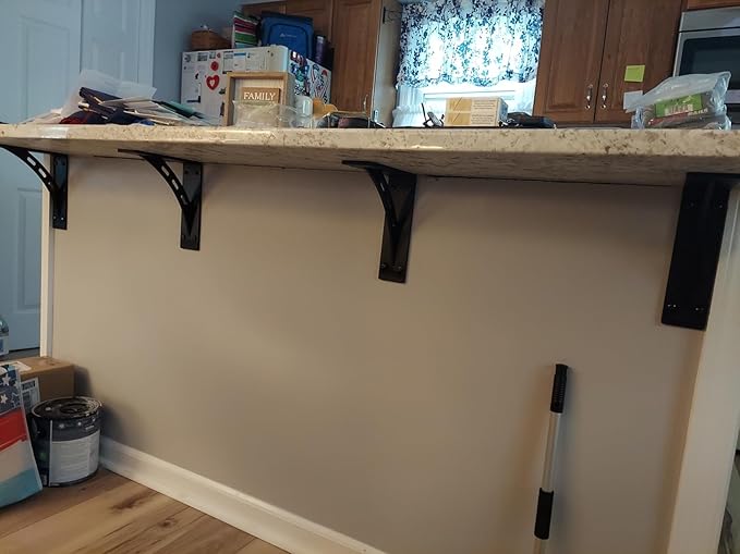 16 inch x 12 inch Heavy Duty Shelf Brackets , Metal Mantel Brackets (Set of 2) Fireplace Mantel Brackets - Countertop Support , Max Load 1100 Lbs (16 ?쇺?x 12?쇺?)