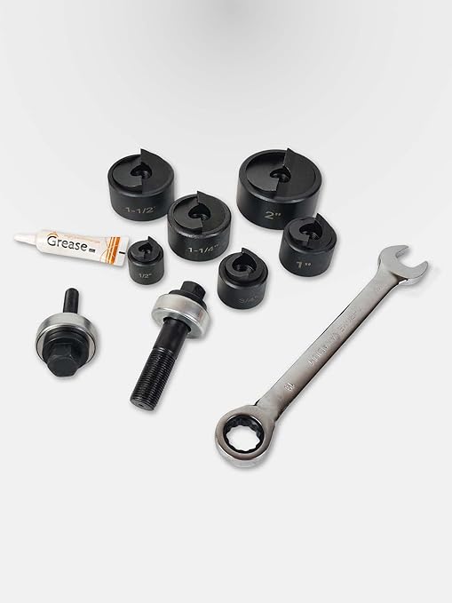 Manual Knockout Hole Punch Driver Kit 1/2 to 2 inch Electrical Conduit Hole Cutter Set - Professional KO Tool Kit for Precise Conduit Hole Sizes (1/2"~2")