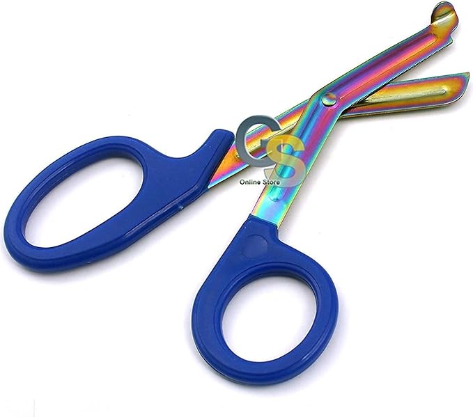 G.S Paramedic Utility Bandage First AID Stainless Steel Trauma EMT EMS Shears Scissors 7.25' Rainbow (Multi Color)