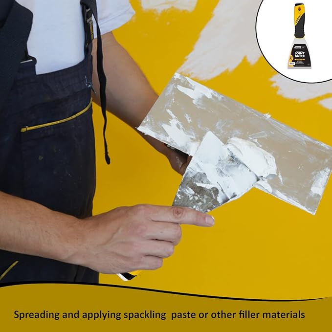 Flexible Putty Knife Scraper Tool, Spackle Knife Stainless Steel Blade with Soft Grip Handle, Metal Scraper Tool for Drywall Finishing, Plaster Painting Scraping, Decals, and Wallpaper (3)