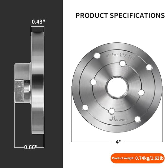 4" Steel Wood Lathe Faceplate,Faceplate for Wood Lathe,Lathe Face Plate Fit for 1" x 8TPI Spindle without Screwchuck