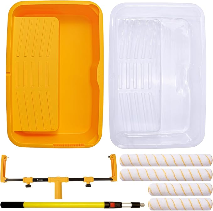 Voomey 18" Paint Roller Kit竊?0Pc Paint Roller Tray with Liner,12"18" Microfiber Paint Roller,Paint Extension Pole竊똕uitable for DIY Interior Walls, Rooms