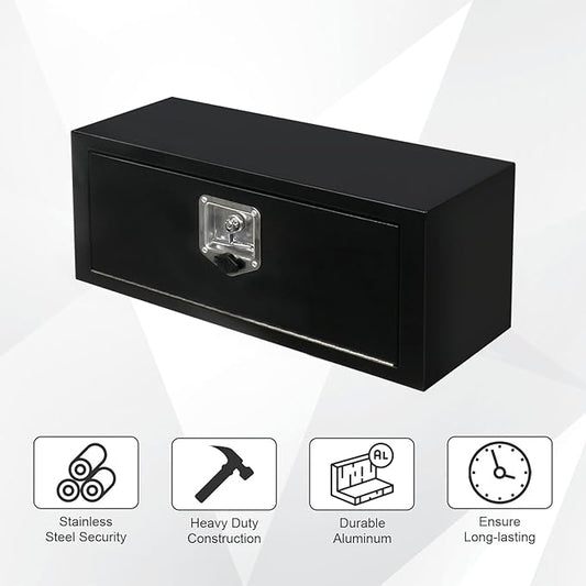27.75'' Steel Underbody Tool Boxes with Lock, Heavy Duty Waterproof Undermount Truck Tool Box for Vans, Trailers, RVS,Trucks, Black(27.75"*10"*10.5")