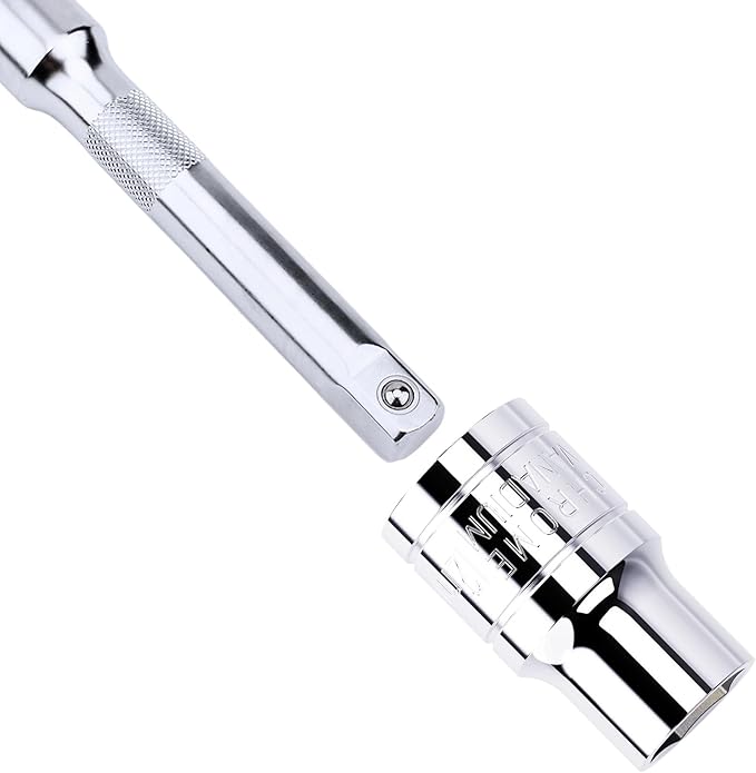 12mm Shallow Socket, 1/2 Inch Drive, 6-Point, Metric, Heat Treated CR-V Steel Short Sockets, Full Polishing, 1.5 Inch Length