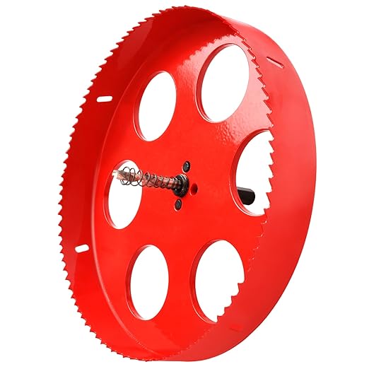 10" 訝?54mm Hole Saws with Heavy Duty Arbor HSS Bi-Metal Hole Cutter Drill Bit for Wood Cornhole Boards Plastic Drywall Metal Fiberboard(Red)