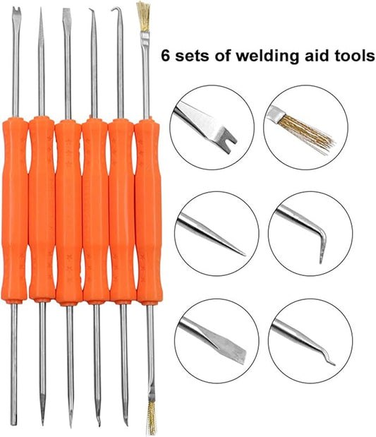Maxmoral 6PCS 180mm Orange Stainless Steel Double Sided Welding Aid Repair Tool Circuit Board Repair Tweezers for Electronic Maintenance