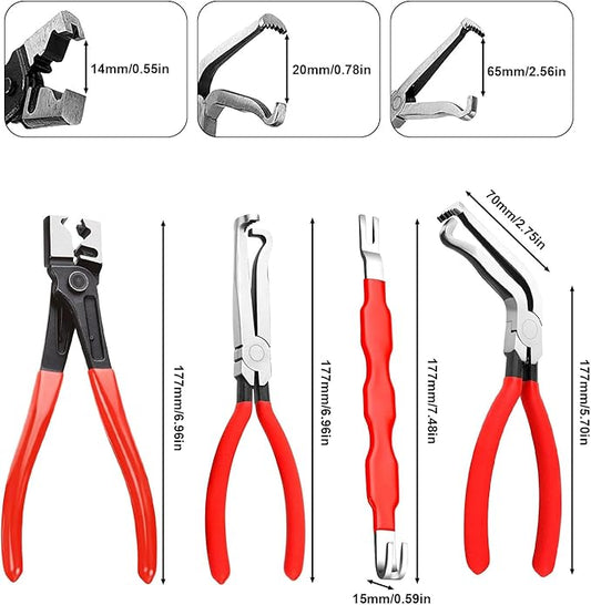 4-Piece Professional Automotive Electrical Disconnect Pliers Set - High-Carbon Steel Connector Separator Kit with Angled Pliers & Removal Tools in Storage Box
