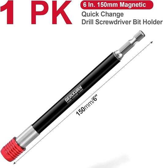 6??Impact Screwdriver Bit Holders Extra Long, Magnetic Extension Quick-Change Socket Drill Bit Holder Cr-V Steel Hex Shank Quick Release Drill Bit Guide