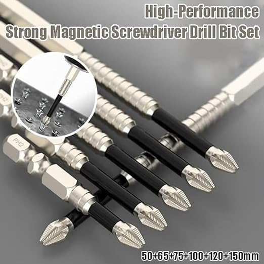 High-Magnetic Screwdriver Drill Bit,k5 Impact Resistant Non Slip bit,Strong Magnetic Durability Screwdriver Drill Bit Set,Anti-Slip Magnetic Electric Screwdriver Set,50 65 75 100 120 150mm (3*Sets)