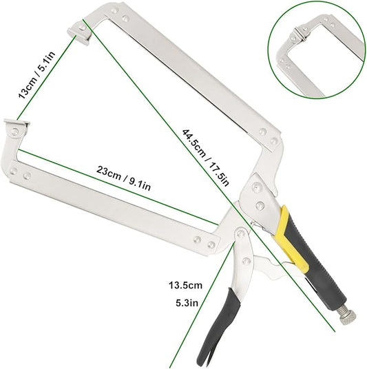 3 Pack 18 Inch C-Clamp Locking Pliers with Swivel Pads, C-Clamp Face, Heavy Duty C Clamp Locking Pliers, Adjustable Vise Grip C Clamps for Woodworking and Home Improvement