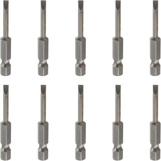 10 Pcs SL4 Magnetic Slotted Screwdriver Bits S2 Steel Flat Head Screwdriver Bits with 1/4 Inch Hex Shank, 2 Inch Length