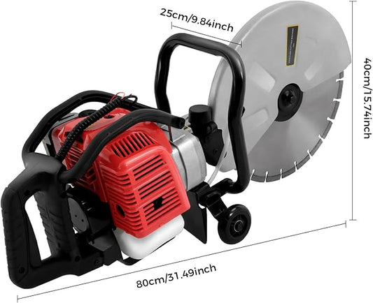 52CC Concrete Cutter Saw, 2-Stroke Gas Powered Disc Cutter/Circular Saw with 13in Blade, Dry & Wet Concrete Cutting Tool for Stone & Masonry Projects, 1.4KW/6500RPM
