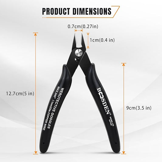 170 Wire Cutters, 10 Pack, Flush Cut Pliers 5 Inch, BOOSDEN Micro Wire Cutters Diagonal Cutting Pliers, Flush Cutter for Jewelry Making, Wire Snips Nippers for Artificial Flowers, Crafts, Zip Ties