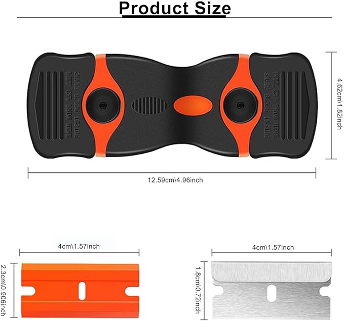 2 Pack Razor Blade Scraper Tool With Extra 10pcs Plastic Blades And 10pcs Metal Blades, 2-in-1 Scraper Tool Cleaning Razor Scraper For Decals, Stickers, Labels, Caulk, Adhesive, Paint, Cooktop
