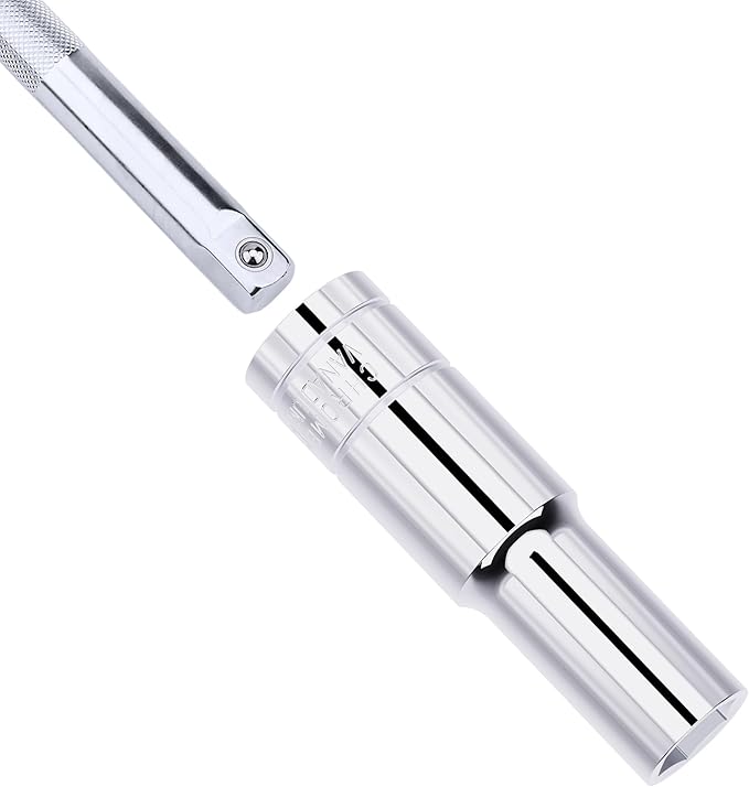 11mm Deep Socket, 1/2 Inch Drive, 6-Point, Metric, Heat Treated CR-V Steel Sockets, Full Polishing, 3.1 Inch Length