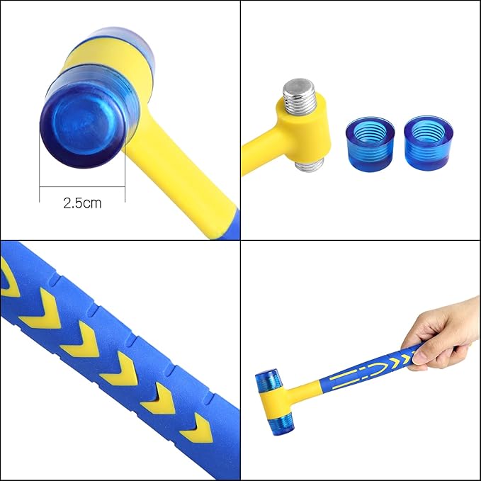 LadyRosian Paintless Dent Repair Tools Car Dent Removal Rods Kit Big Curved Rod Crowbar with Repair Hammer Tap Down Tool for Auto Body Hail Damage Repair