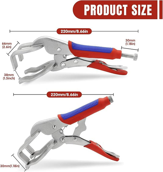 10" Locking Pliers - Quick-Release Welding Clamps with U-Shaped Jaws, Ergonomic Grip for Metalworking, Grinding & DIY Projects