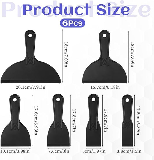 6 Pcs Plastics Putty Knife Plastic Paint Scraper for Spackling Knife Plastic Drywall Taping Knives Patching Scraper Plastics Putty Flexible for Painting Wall Scratching Taping Drywall Spreading