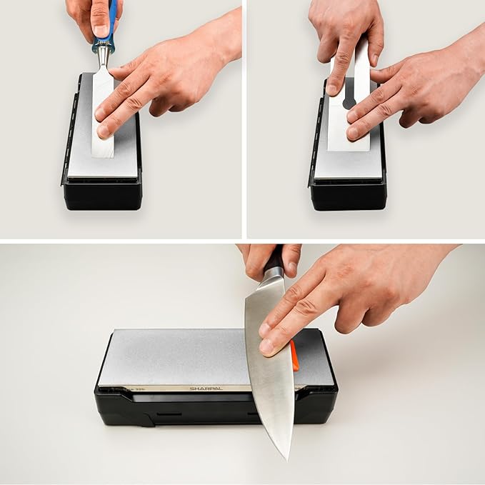 SHARPAL 162N Double-sided Diamond Sharpening Stone Whetstone Knife Sharpener |Coarse 325 / Extra Fine 1200 Grit | Storage Case with NonSlip Base & Angle Guide (8 in. x 3 in.)