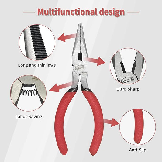 2-Piece Mini Pliers Set ??5" Needle Nose Pliers & Flush Wire Cutters, High-Carbon Steel, Spring-Loaded, Anti-Rust Coating, Jewelry & Electronics Repair, Zip Ties, Crafts