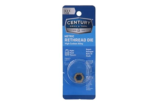 Century Drill & Tool, 92705, 8.0 X1.50,Rethreading Die,Tool Set, Thread Repair