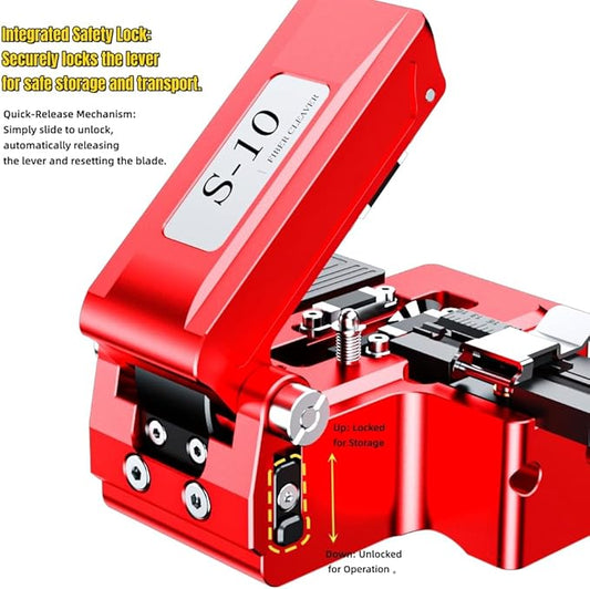 High Precision Fiber Optic Cleaver - Automatic One-Step Fiber Cutting Tool with ??.6째 Precision, 24-Point Tungsten Blade & Detachable Waste Box, 58,000+ Cuts