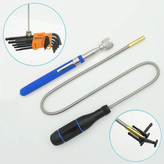 GUTIMORE Magnetic Pickup Tool Set,Pack of 2, Flexible Magnetic Pickup 2LB,Telescoping Magnet Pickup 10LB,Strong Magnet for Hard to Reach Keys,Bolts,Nuts and Screws for Car and Home