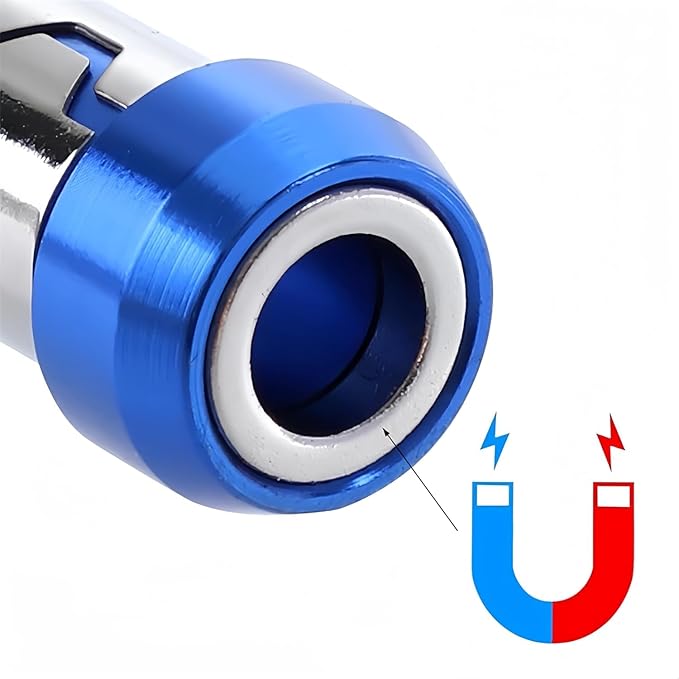 5pcs 1/4 Inch Magnetic Screw Ring Metal Bit, Magnetic Ring for 6.35mm Shank Drill Bit Magnet Powerful Ring Removable for Hex Screwdriver and Power Bits