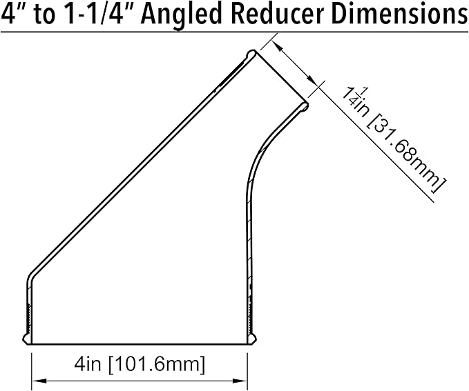 Angled Reducer 4” to 1-1/4", Connect Shop Vac to Dust Collection Port (4in to 1.25in), Adapter Converter, 45-Degree Elbow, Attach Woodworking Dust Chute to Vacuum Hose, R4520 R4512 (4" to 1-1/4")