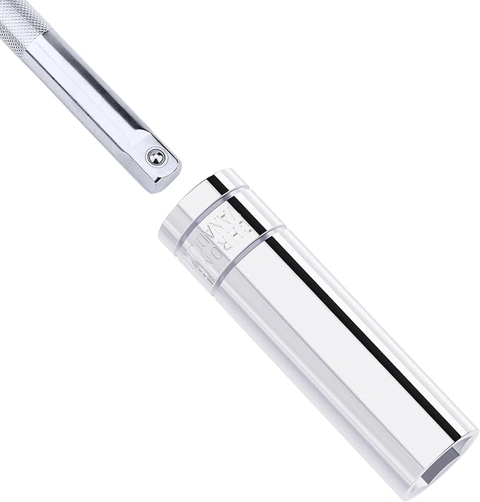 20mm Deep Socket, 1/2 Inch Drive, 6-Point, Metric, Heat Treated CR-V Steel Sockets, Full Polishing, 3.1 Inch Length