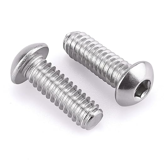 1/4-20 x 5/8" Button Head Socket Cap Bolts Screws, 304 Stainless Steel 18-8, Allen Hex Drive, Bright Finish, Fully Machine Thread, Pack of 100