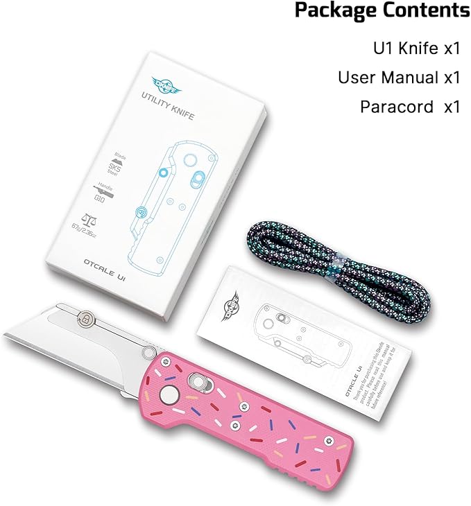 OKNIFE Otacle U1 Folding Pocket Utility Knife, Quick Change Box Cutter with Rail Lock, EDC Razor Knife with Pocket Clip for Office, Factory (Doughnut)