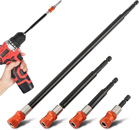 Drill Bit Extension 2-3/8", 4", 6", 12", 4-Piece Magnetic Drill Screwdriver Bit Holder Extender with Aluminum Sleeve, 1/4 Inch Hex Shank Quick Release Extension Adapter(SIZE:4pcs)