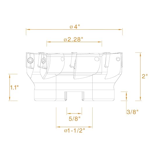 90 Degree Indexable Face Mill with 8 Pcs Carbide Inserts, 4" Cutting Diameter