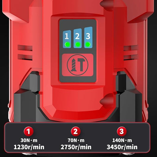 Cordless Impact Driver Kit 16.8V Max Torque 140Nm竊?05ft-lbs竊덳igh Rotation Electric Impact Driver Brushless Motor Continuously Variable Rechargeable 1/4" impact driver 2.0Ah Batteries