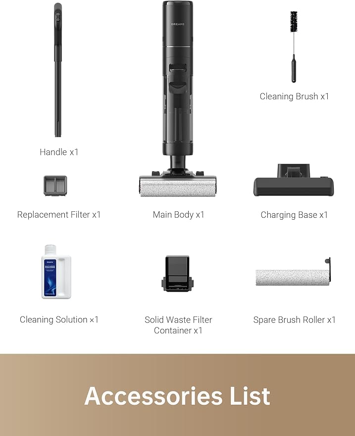 DREAME H13 Pro Wet Dry Vacuum Cleaner, Smart Floor Cleaner Vacuum Mop for Hard Floors, 140째F Brush Wash, Hot Air & Dual Rotation Self-Cleaning, GlideWheel Power System, Great for Sticky Messes