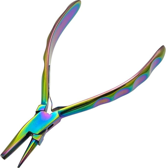 The Beadsmith Chroma Series Round Concave Pliers, 5.5" (140mm) w/Hardened Stainless-steel Head, Rainbow Titanium Coating, Contoured Comfort Grip Handle and Double-leaf Spring, Tool for Jewelry Making