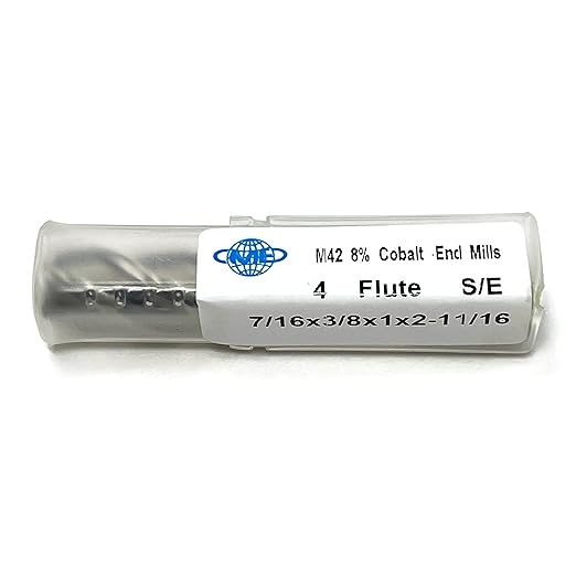 CME 5 pcs M42 Cobalt End Mills, Square Nose, Bright (Uncoated) Finish, 7/16" Mill Diameter, 1" Length of Cut, 2 11/16" Overall Length, 4 Flute, Center Cutting