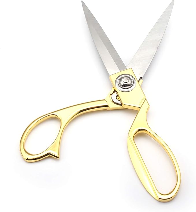 Gold 8" Sharp Tailor Scissors - Fabric, Leather & Clothing Scissors - Stainless Steel Professional Heavy Duty Dressmaking Shears