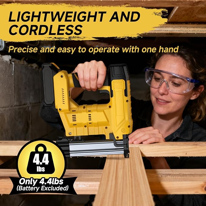 2-in-1 Cordless 18GA Brad Nailer/Staple Gun Compatible with Dewalt 20V Max Battery (No Battery), Electric Nail Gun/Stapler Battery Powered with 1000 Nails/Staples for Home Improvement, Wood Carpentry