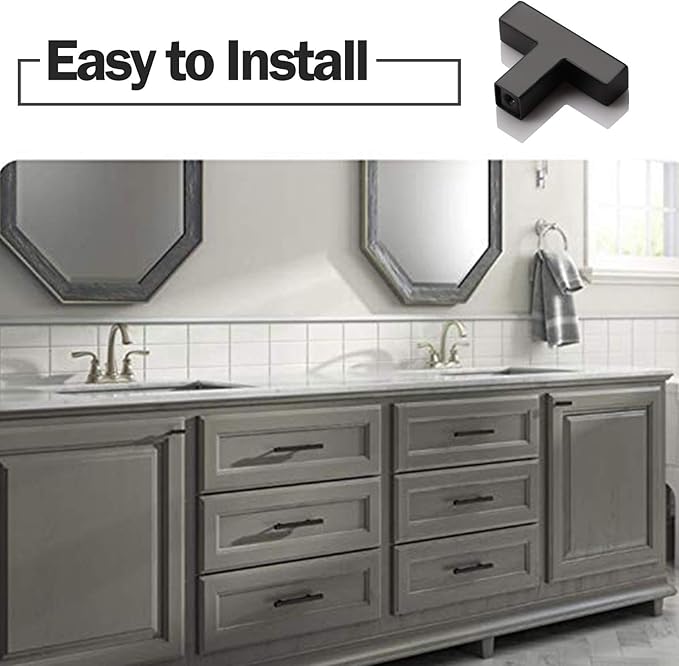 Probrico 20 Pack Kitchen Cabinet Knobs Black Cabinet Hardware Square Bar Drawer Dresser Knobs Stainless Steel Hardware for Kitchen and Bathroom Cupboard and Chest (2 inch Overall Length)