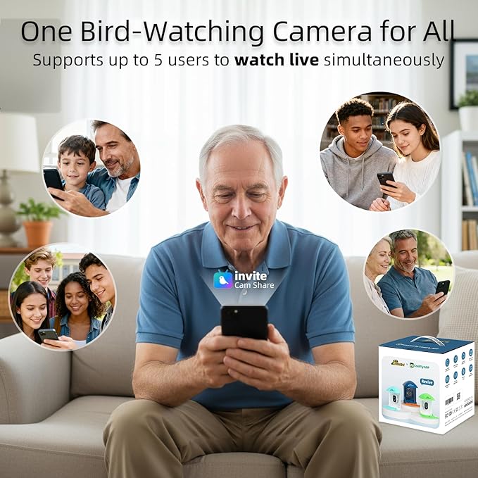 Upgraded Smart Bird Feeder with 2.5K HD Camera, Birdwatching Camera with AI Identify Birds for Outdoors, Squirrel Proof, Auto Video Capture & Instant Notifications, Brown