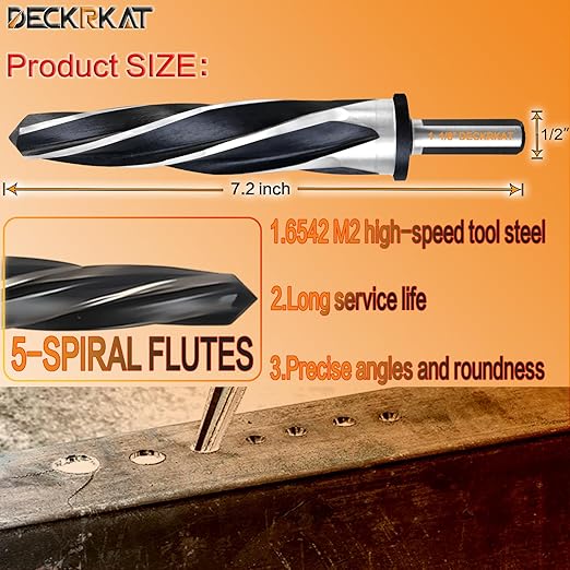 1-1/8" Reamer Drill Bit for Metal, M2 HSS Taper Reamer for Steel, Alloy, Wood, Plastic to Align, Enlarge Holes ??5-Spiral Flutes,1/2"Non-Slip Shank, 28mm Car Reamer, Bridge Construction Reamer.
