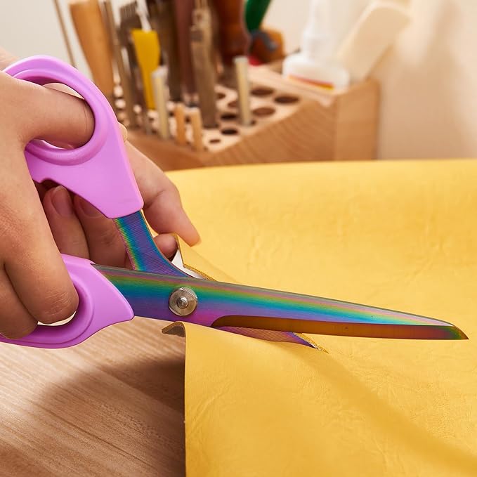 10-Inch Scissors All Purpose - Sharp and Colorful Blades,Fabric, Leather, Craft Scissors with Soft Comfort Grip, Light Purple,Gift Idea for Sewing, Crafting, Office, Home