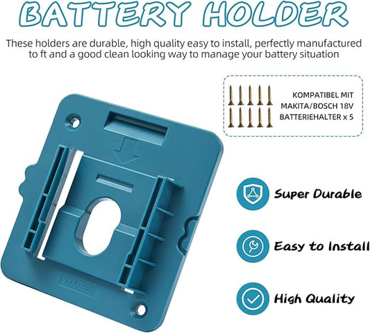 20 Packs Tool Holder and Battery Holder for Makita 18V Mount Wall Drill Holders Dock Hanger with 60 Screws(No Tool,NO Battery)