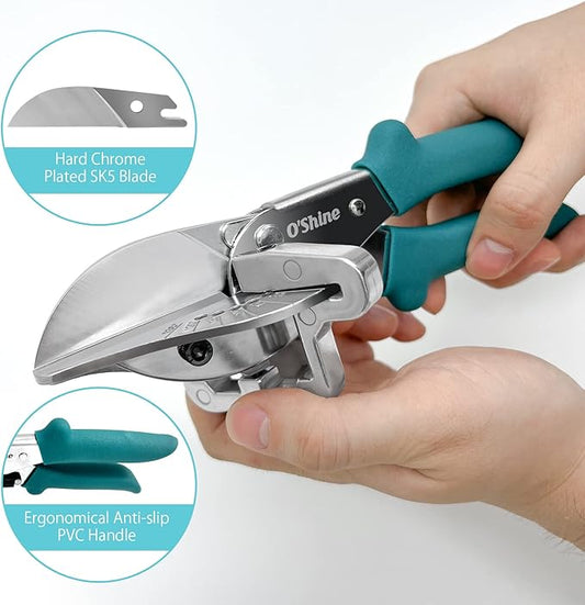 O?셎hine Miter Shears Explorer for Angular Cutting Molding Crafting Wood, Quarter Round Cutting Tool, 45-135 Degree Multi Angle PVC Miter Shear Trim Cutter Hand Tool